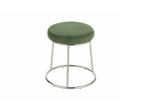 Green velvet pouf with silver base