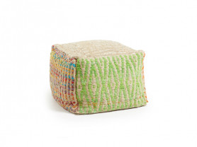 Multicolored jute pouf