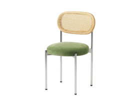 Silla Belini verde oliva con respaldo rattán