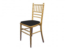 Silla Chiavari oro cojín negro