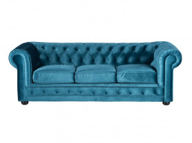 alquiler de sofás chester de color azul turquesa de 3 plazas.