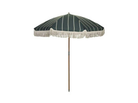 Sombrilla rayas verdes y flecos 190 cm ø