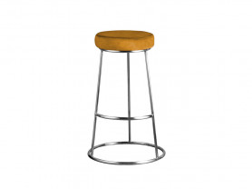 Velvet stool silver ocher cushion