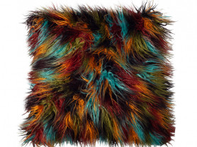 Colorful long hair square cushion