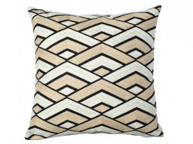 Square cushion with ecru and beige borders