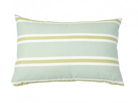 Green, white and turquoise striped cushion