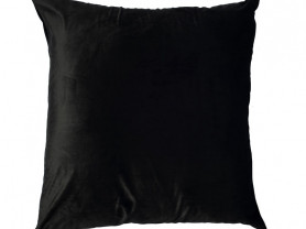 Square black velvet cushion