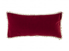 Maroon balls beige velvet cushion